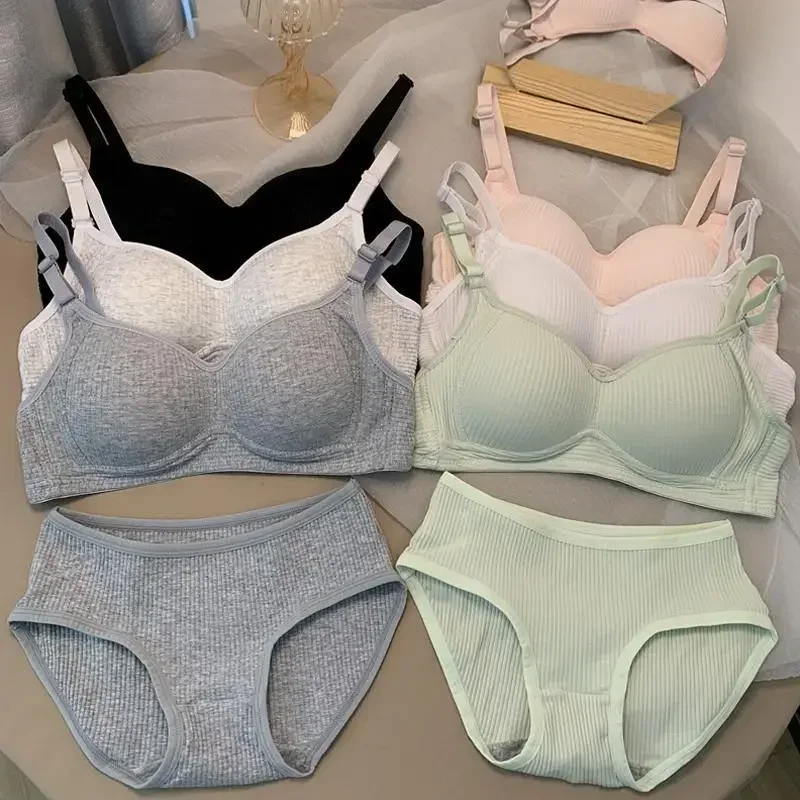 Cotton Bra Everyday - Kadın dikişsiz sutyen setleri külot +