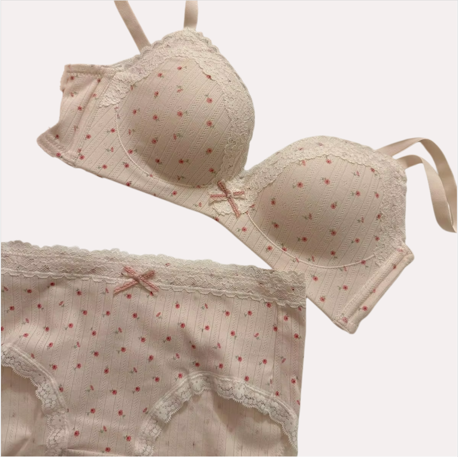 Cotton Bra Everyday - Genç Seksi Dantel Çiçek Sutyen Seti