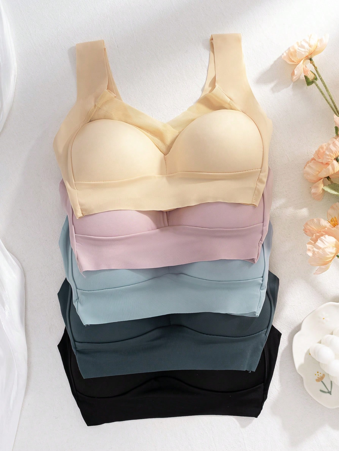 Sleep Bra Bralette - 5 adet Kadın Dikişsiz Buz İpek
