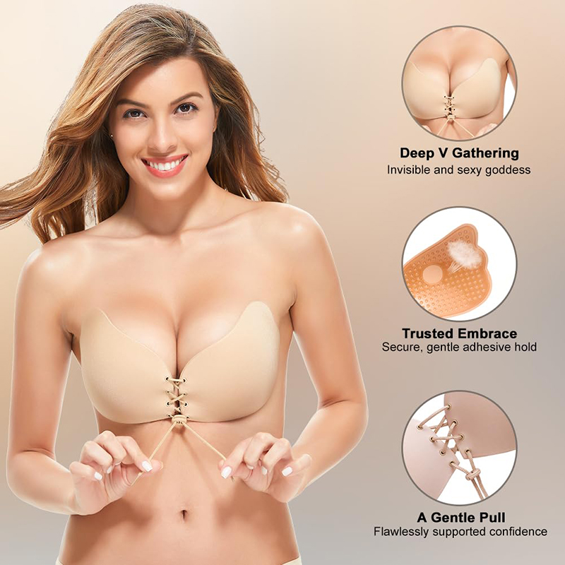 Backless Bra Sticky - 1/2 Çift Kadın Yaz Backless Straplez