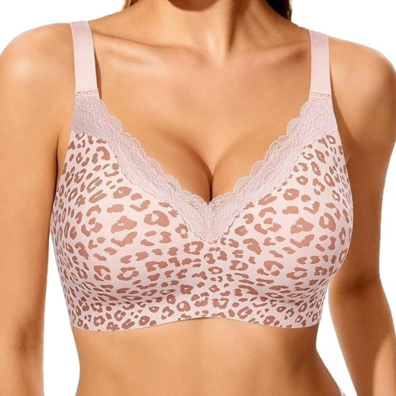 Wirefree Bra Comfort - Pembe Leopar Desenli Dantel Balensiz Dikişsiz