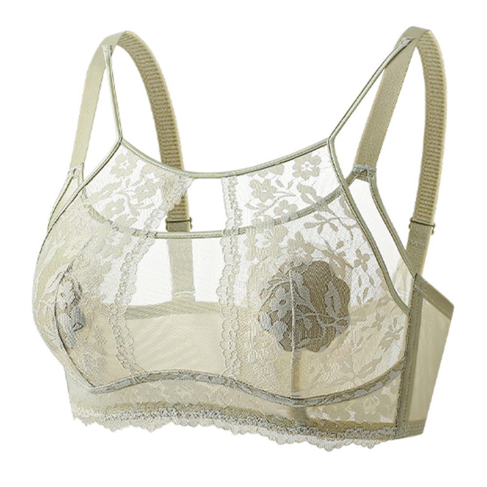 Sheer Mesh Bra - Moda Örgü Çiçek Kablosuz Derin V