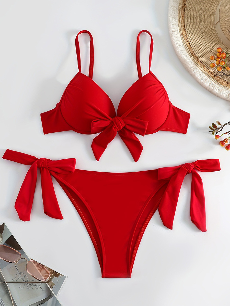 Underwire Bra Padded - Seksi düğümlü Underwired sutyen fincan Bikini