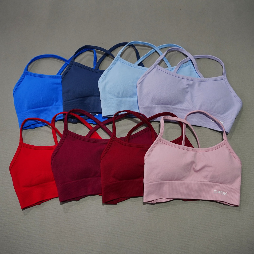 Plunge Bra Push Up - DFDK Nervürlü Dikişsiz Çapraz Sırtlı Yoga