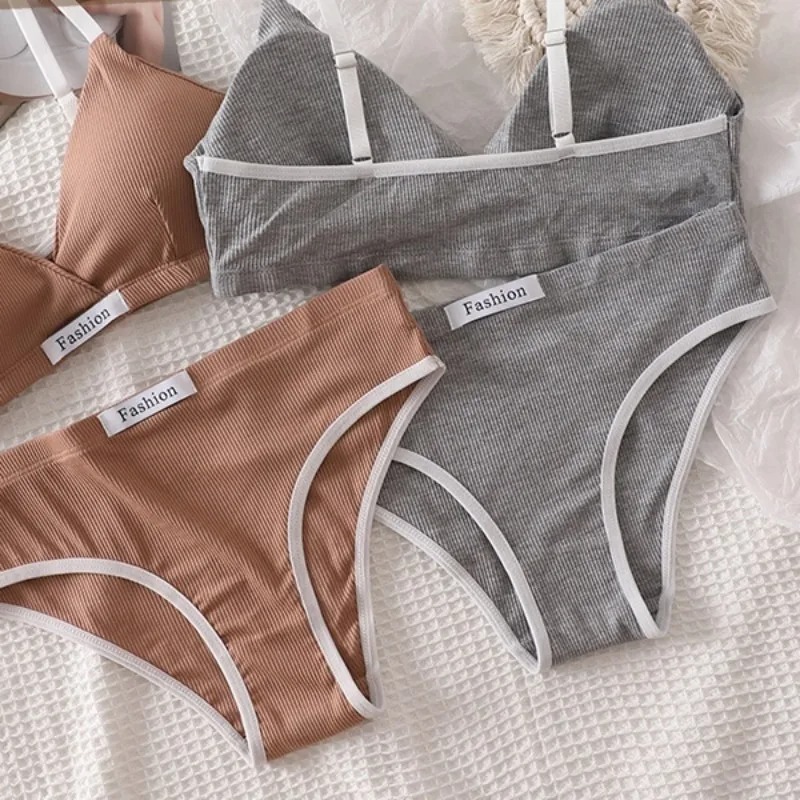 Cotton Bra Everyday - Kadın pamuk sutyen seti seksi külot