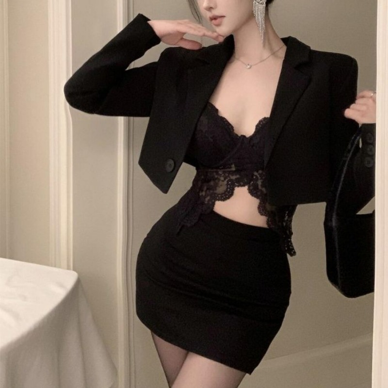 Siyah Bahar Blazer Dantel Bral - Lace Bralette Set incelemesi ve fiyatı