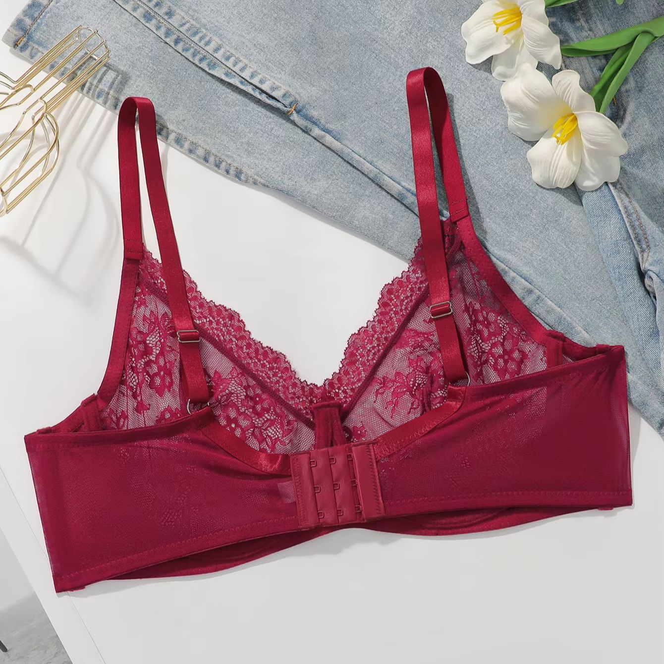 Kadınlar için Büyük Beden Kırm - Sheer Mesh Bra incelemesi ve fiyatı