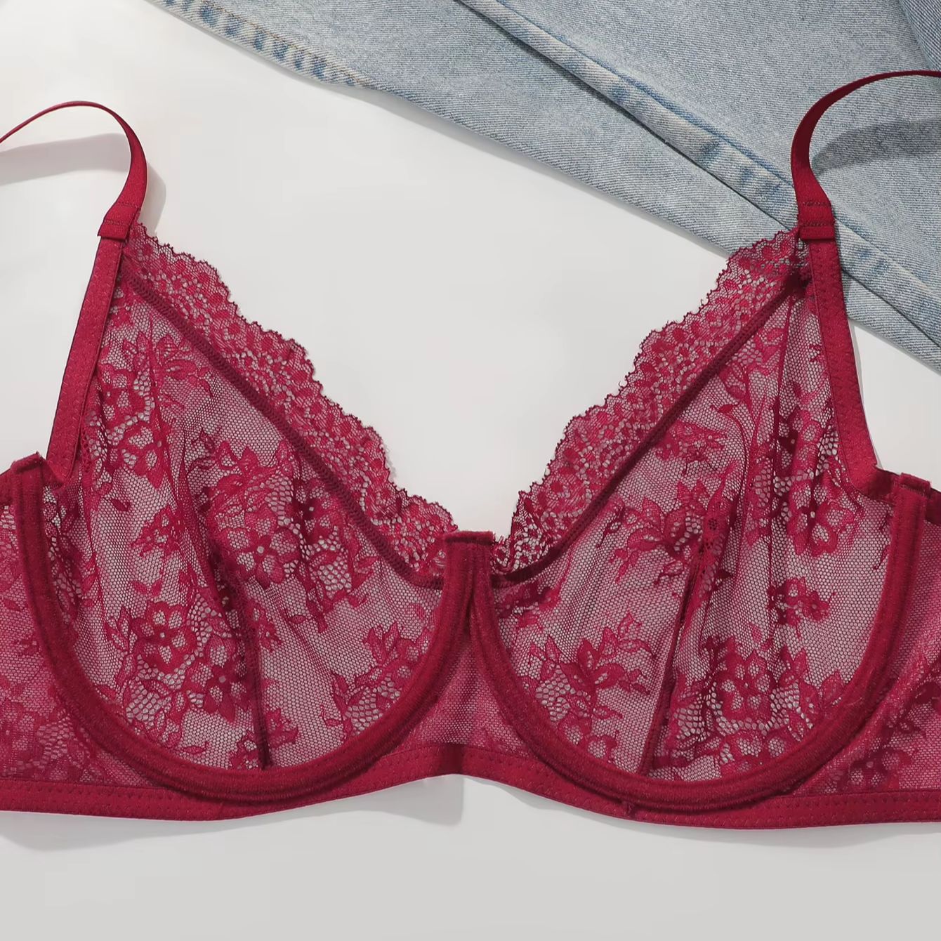 Kadınlar için Büyük Beden Kırm - Sheer Mesh Bra incelemesi ve fiyatı