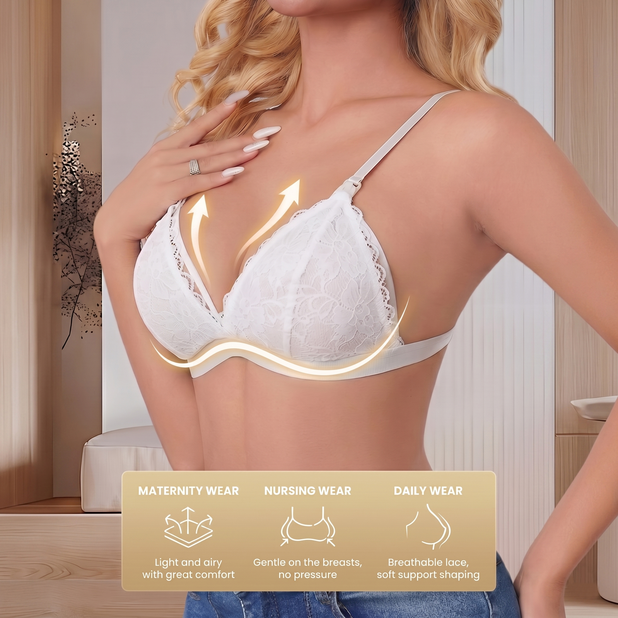Kadın Beyaz Dantel Hamilelik E - Nursing Bra Clip incelemesi ve fiyatı
